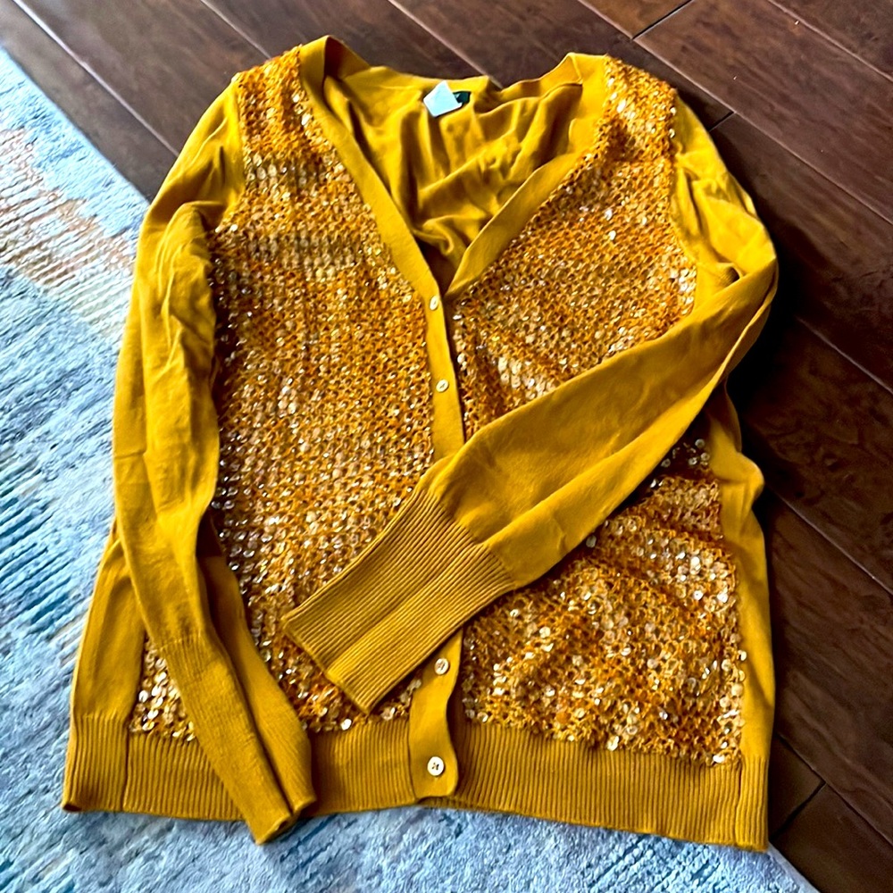 J Crew Womens Sequin Front Cardigan Sweater Size Large - Sz L